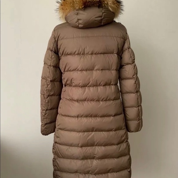 Moncler Genevrier Women Long Down Coat Parka Jacket Hood Fur Size 3 or L Winter - Picture 5 of 14